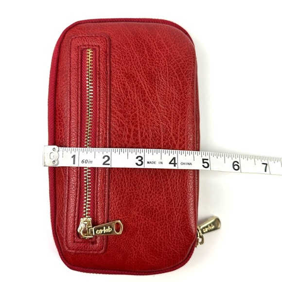 Colab Wallet Red Faux Leather Zip Around Organizer Gold Hardware Clutch - Picture 12 of 12